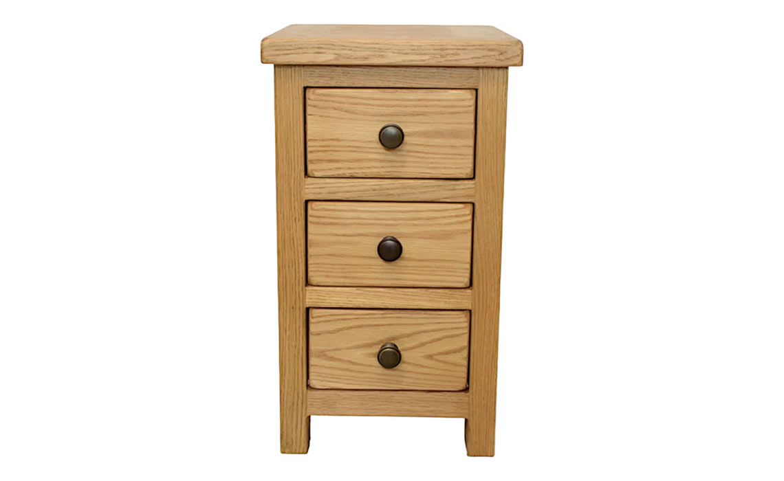 Norfolk Rustic Solid Oak 3 Drawer Mini Bedside