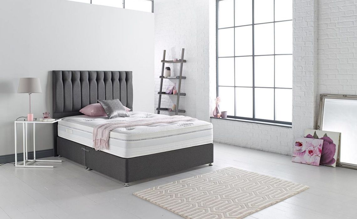 5ft Harmony 1000 Mattress With Divan Base & Floor Standing Headboard 