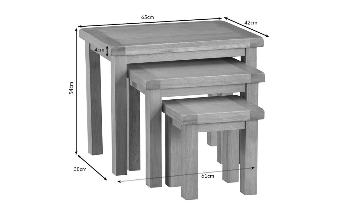 Burford Rustic Oak Nest Of 3 Tables