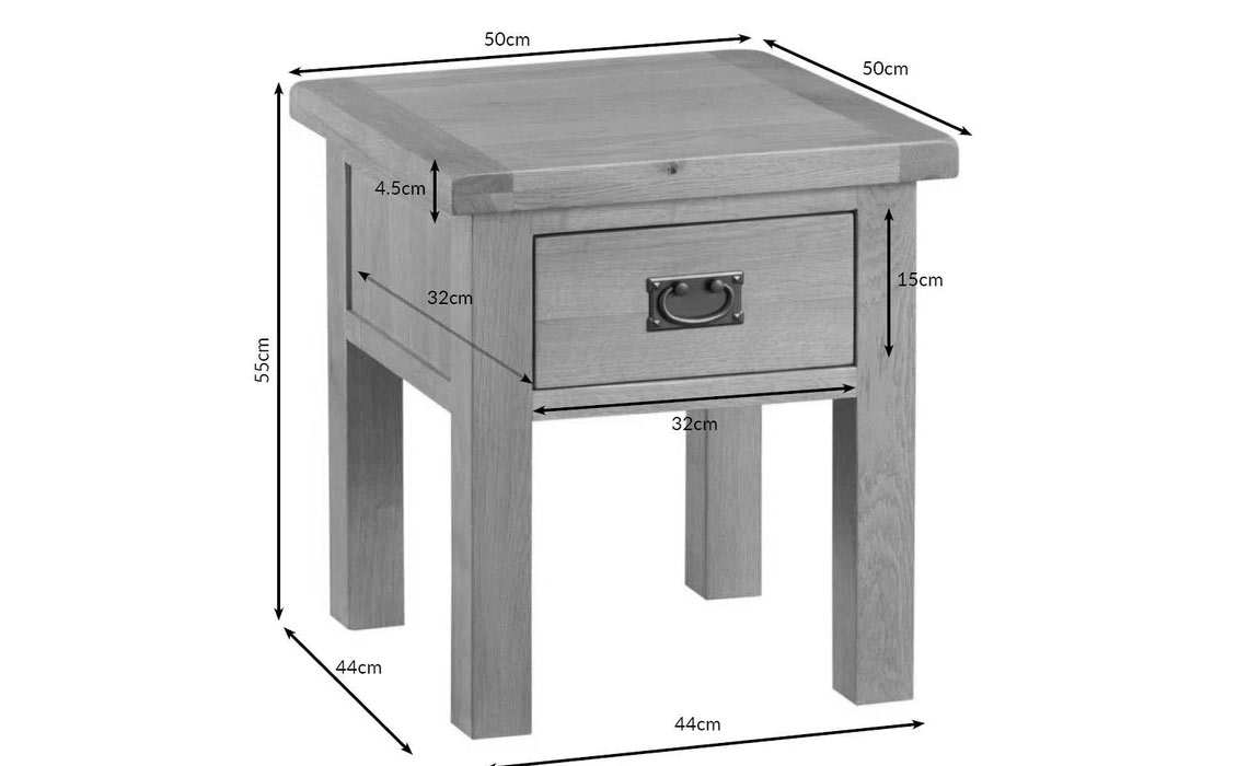 Burford Rustic Oak Lamp Table With Drawer