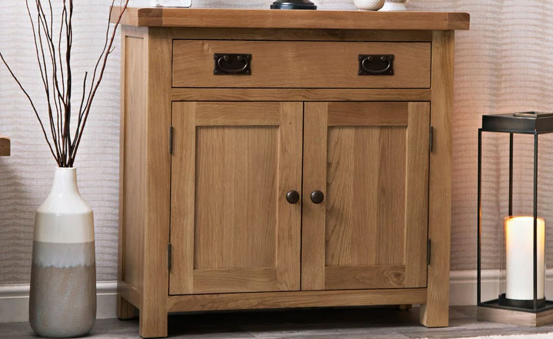 Burford Rustic Oak Small 2 Door 1 Drawer Sideboard