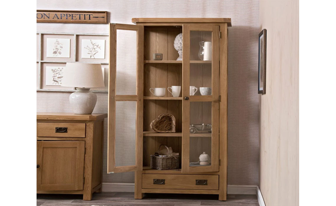 Burford Rustic Oak Display Cabinet