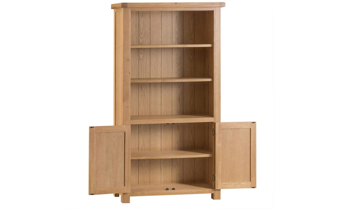 Burford Rustic Oak Large Bookcase With Doors 