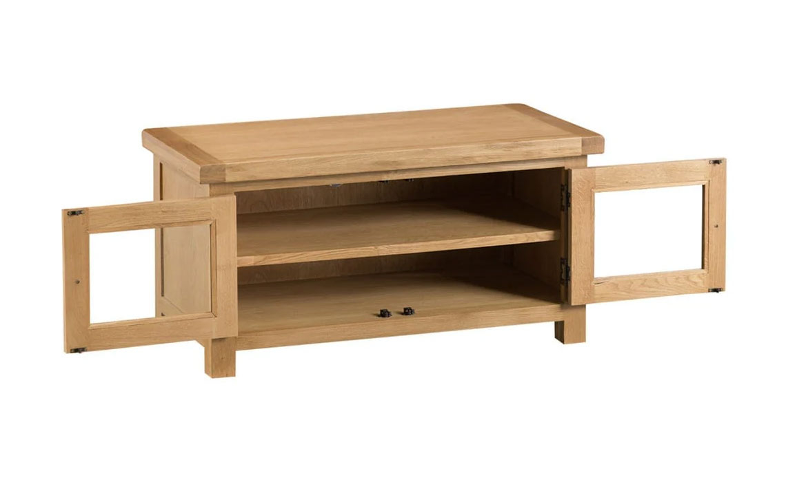 Burford Rustic Oak Standard TV Unit With Glazed Doors