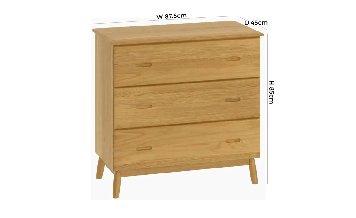 Origin Oak 3 Drawer Chest of Drawers