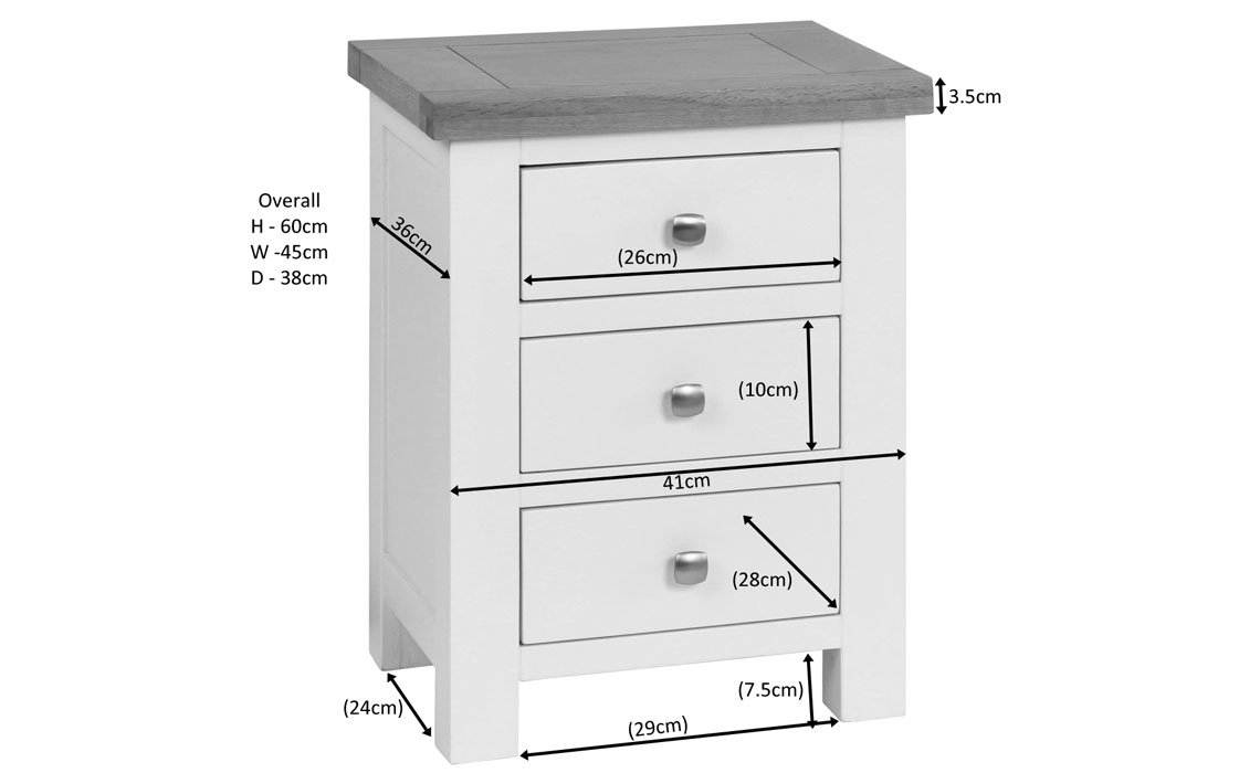 Lavenham Painted 3 Drawer Bedside