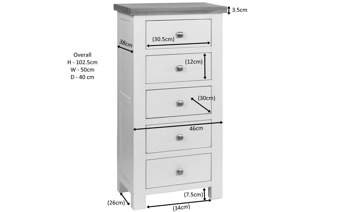 Lavenham Painted 5 Drawer Tall Chest