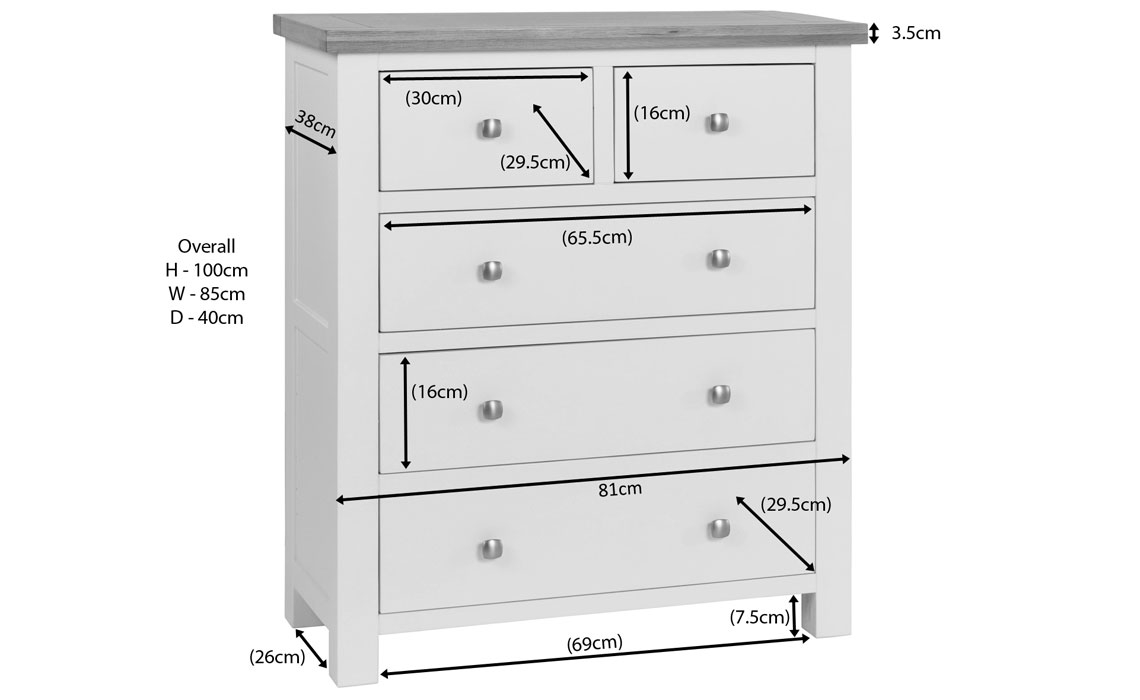 Lavenham Painted 2 Over 3 Chest Of Drawers