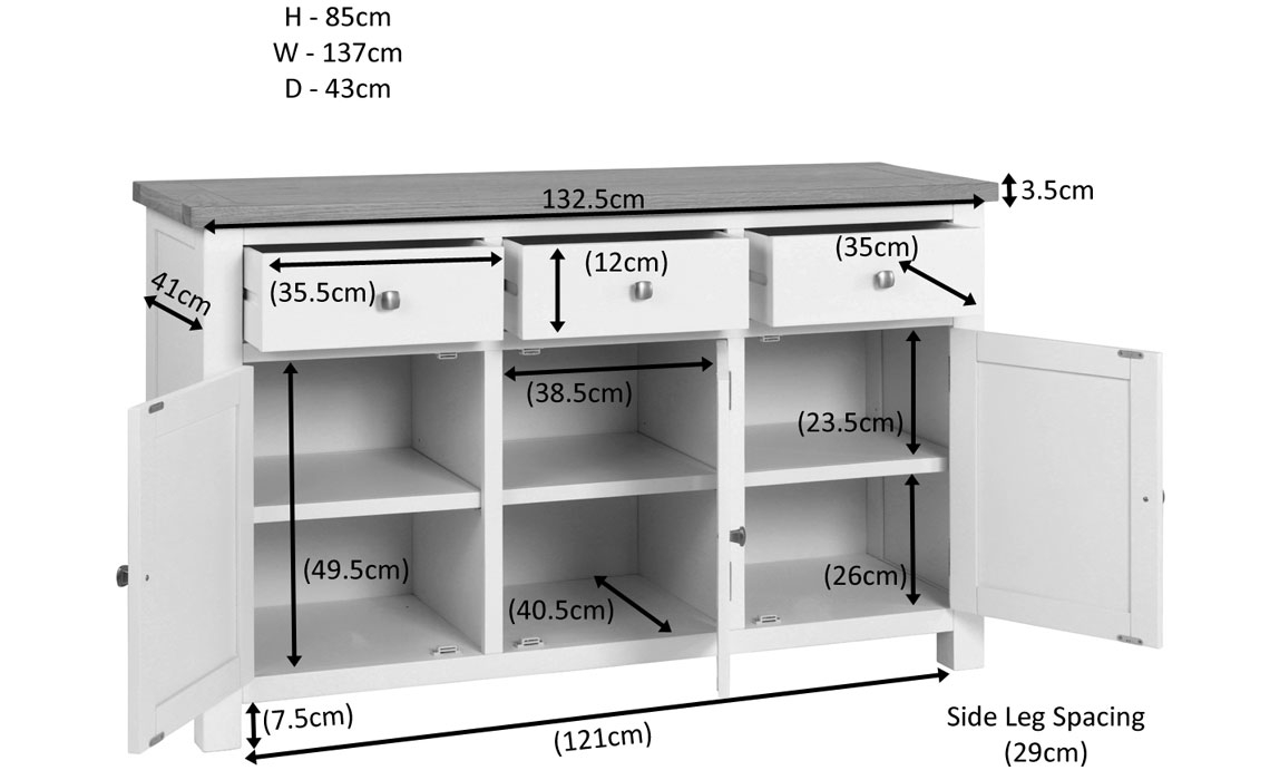 Lavenham Painted 3 Door Sideboard