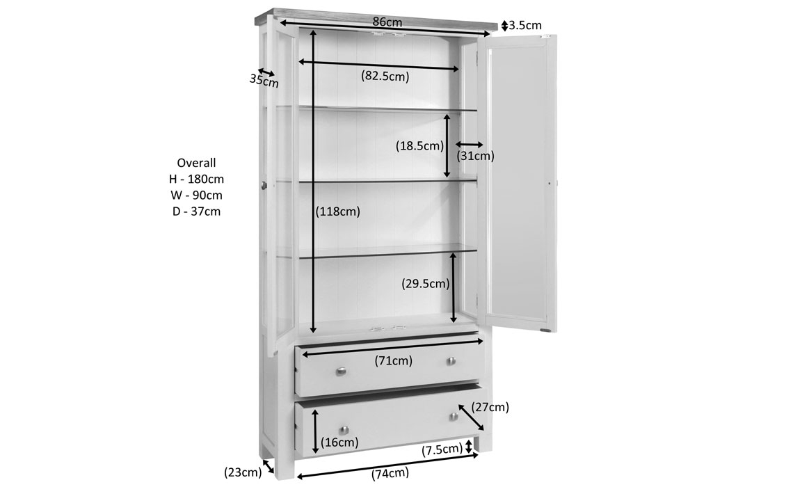 Lavenham Painted Display Cabinet With Glass Doors