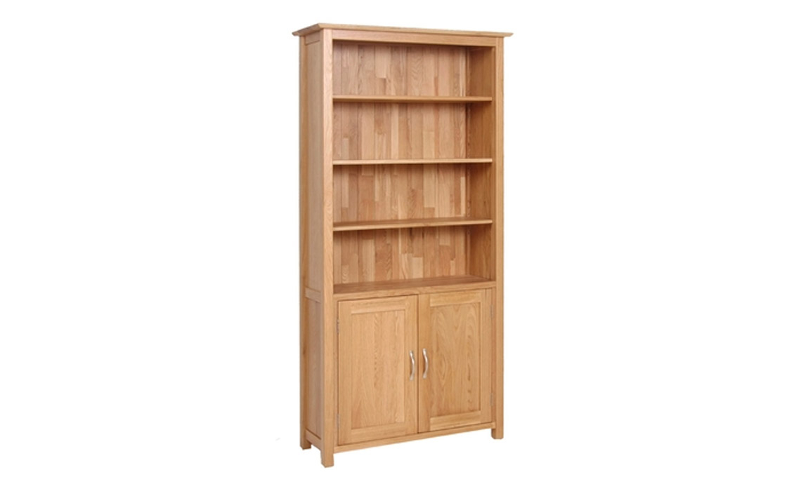 Woodford Solid Oak Tall Bookcase With Cupboard