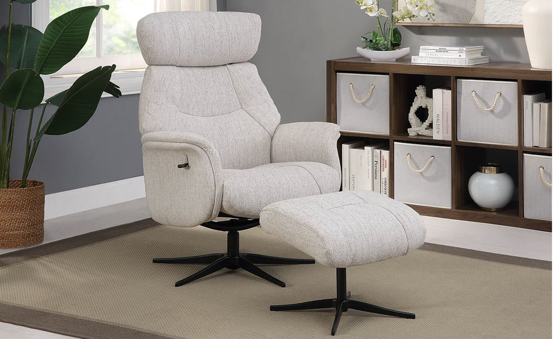 Murcia Swivel Recliner & Footstool - Leather Or Fabric