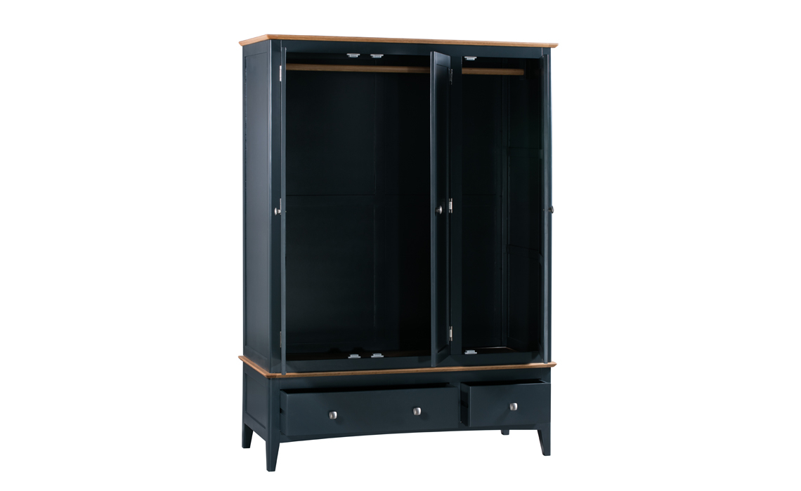 Amira Blue Painted Triple Wardrobe With Drawers