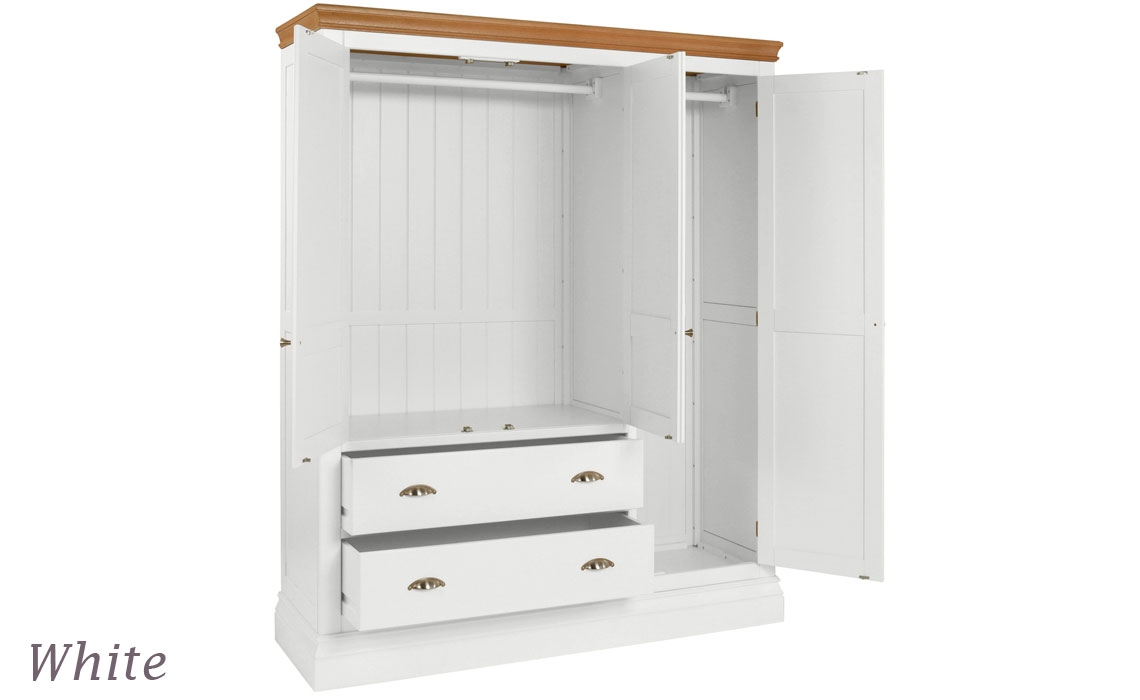 Barden Painted Triple Wardrobe With Drawers