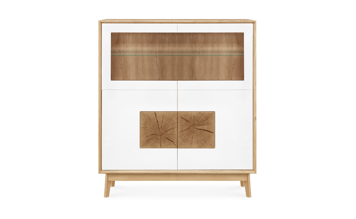 Annika Modern Oak Small Glazed 4 Door Display Cabinet