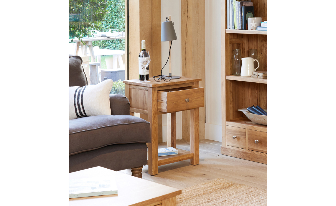 Pacific Oak Lamp Table With Drawer