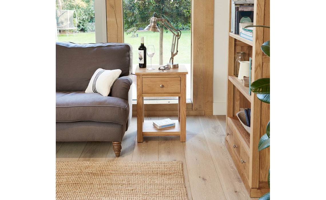 Pacific Oak Lamp Table With Drawer