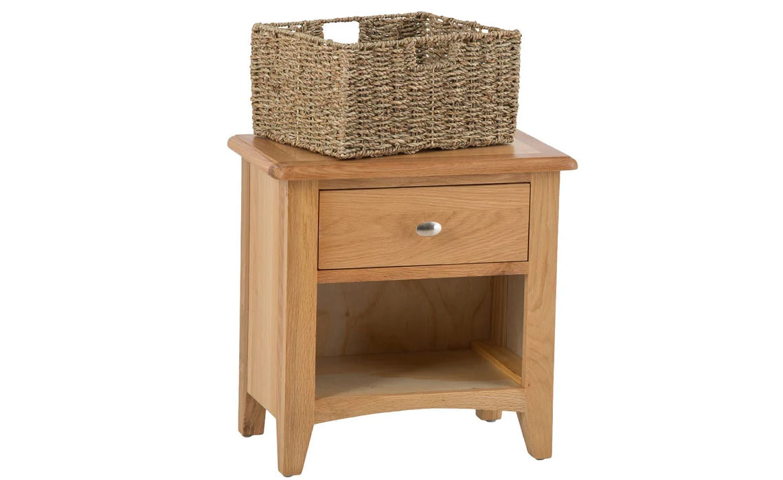 Columbus Oak 1 Drawer 1 Basket Lamp Table