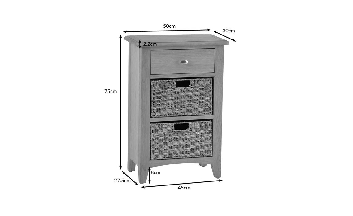 Columbus Oak 1 Drawer 2 Basket Lamp Table