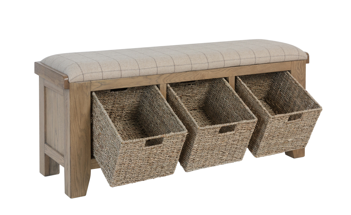 Ambassador Oak Hall Bench With Baskets