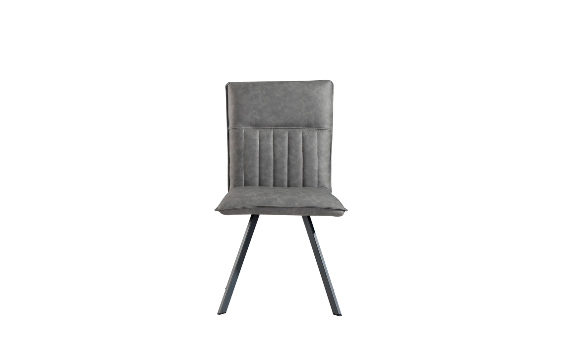 Henry PU Leather Dining Chair - Grey, PU Leather & Coated Steel Legs