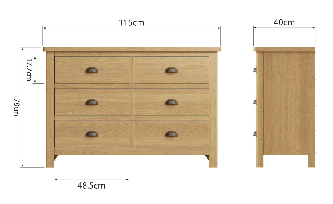 Woodbridge Oak 6 Drawer Chest