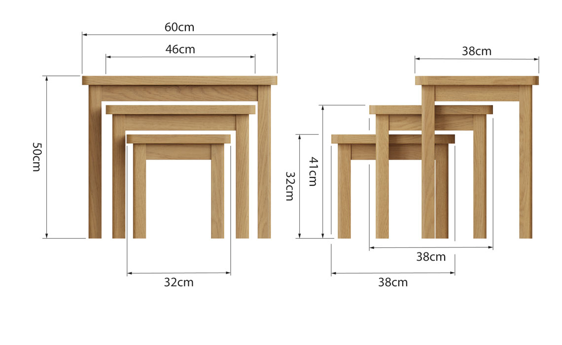 Woodbridge Oak Nest of 3 Tables