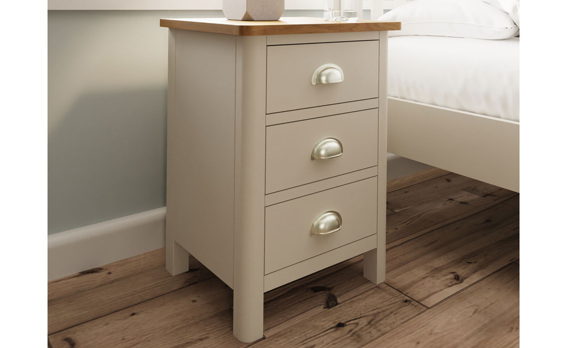 Woodbridge Truffle Grey Painted 3 Drawer Bedside