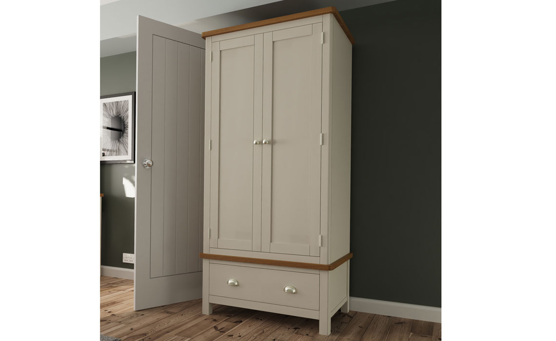 Woodbridge Truffle Grey Painted 2 Door Gents Wardrobe