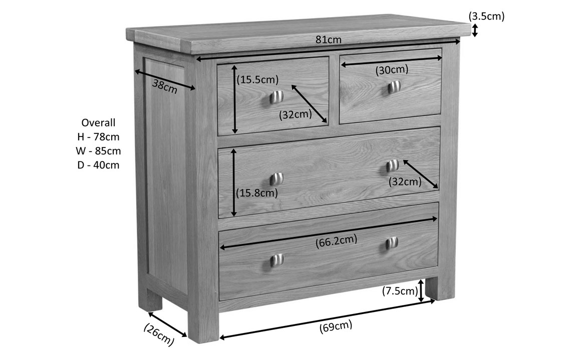 Lavenham Rustic Oak 2 Over 2 Chest