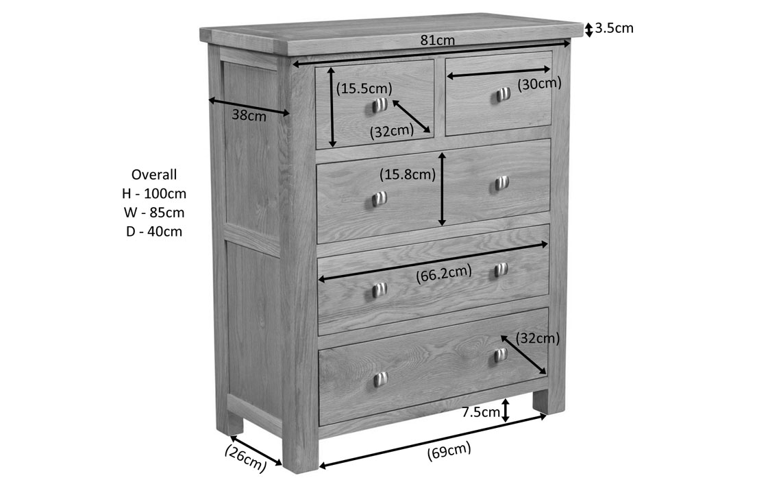 Lavenham Rustic Oak 2 Over 3 Chest