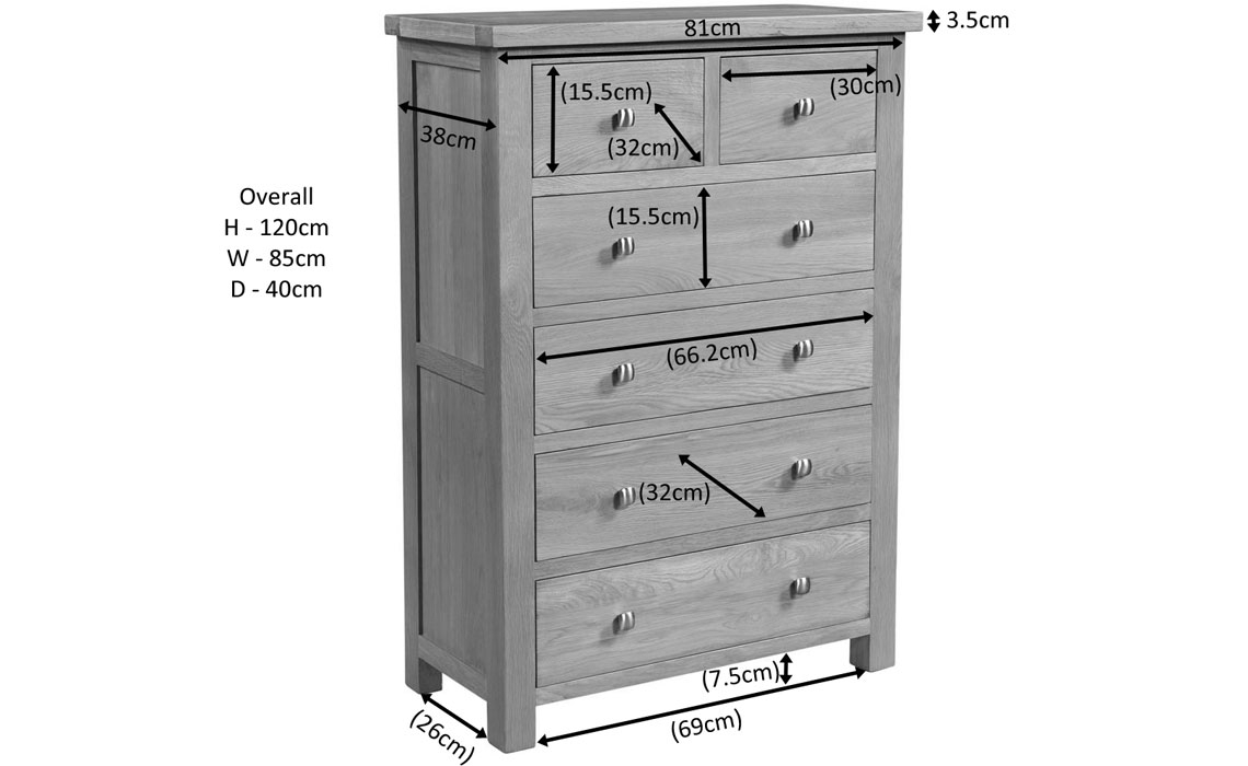 Lavenham Rustic Oak 2 Over 4 Chest