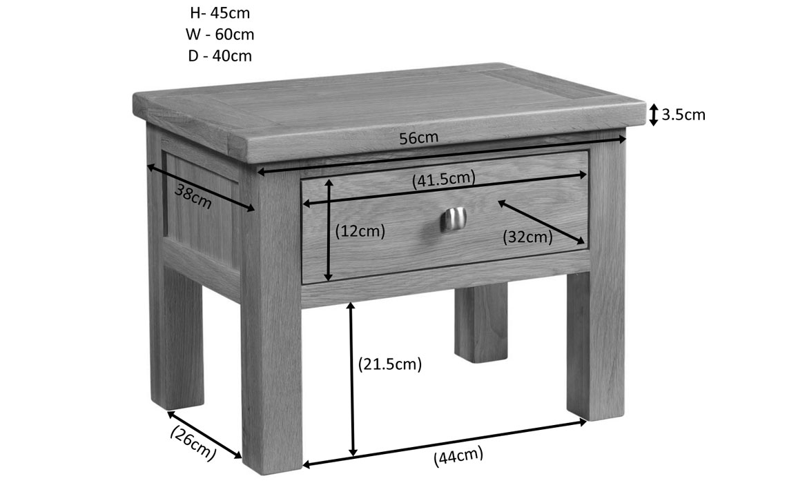 Lavenham Rustic Oak Side Table With Drawer