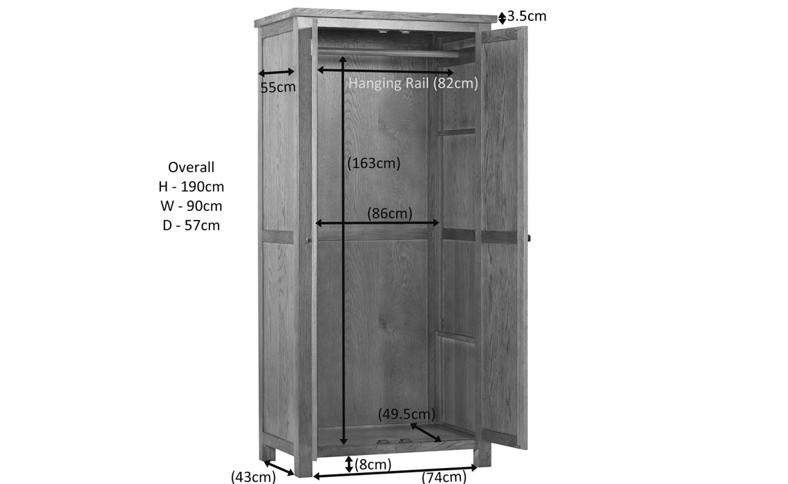 Lavenham Rustic Oak Full Hanging Double Wardrobe