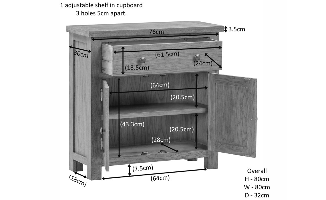 Lavenham Rustic Oak Compact Sideboard