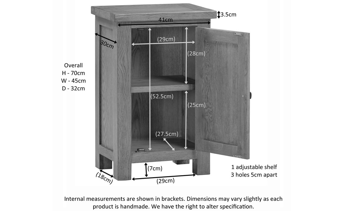 Lavenham Rustic Oak 1 Door Cabinet