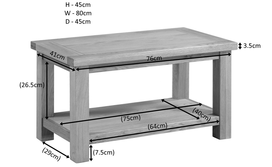 Lavenham Rustic Oak Small Coffee Table With Shelf