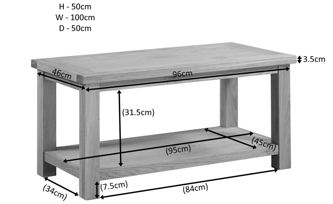 Lavenham Rustic Oak Large Coffee Table With Shelf