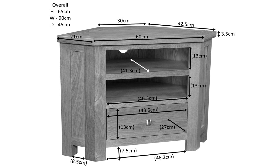 Lavenham Rustic Oak Corner TV Unit