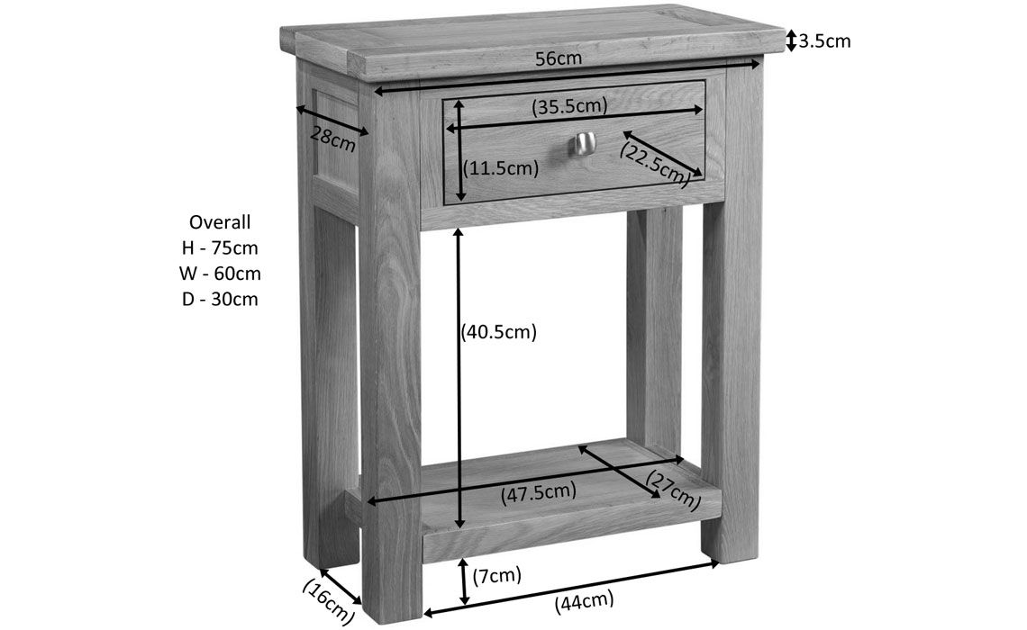 Lavenham Rustic Oak Small Console Table