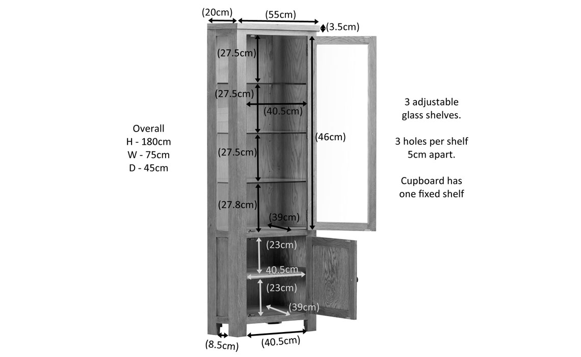 Lavenham Rustic Oak Glazed Corner Display Cabinet