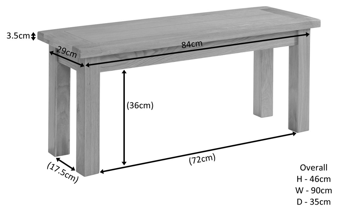 Lavenham Rustic Oak 90cm Bench 