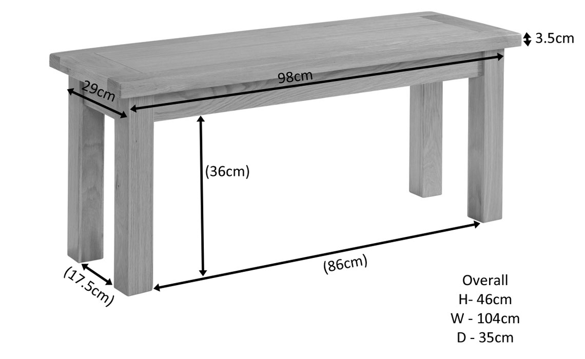 Lavenham Rustic Oak 104cm Bench 