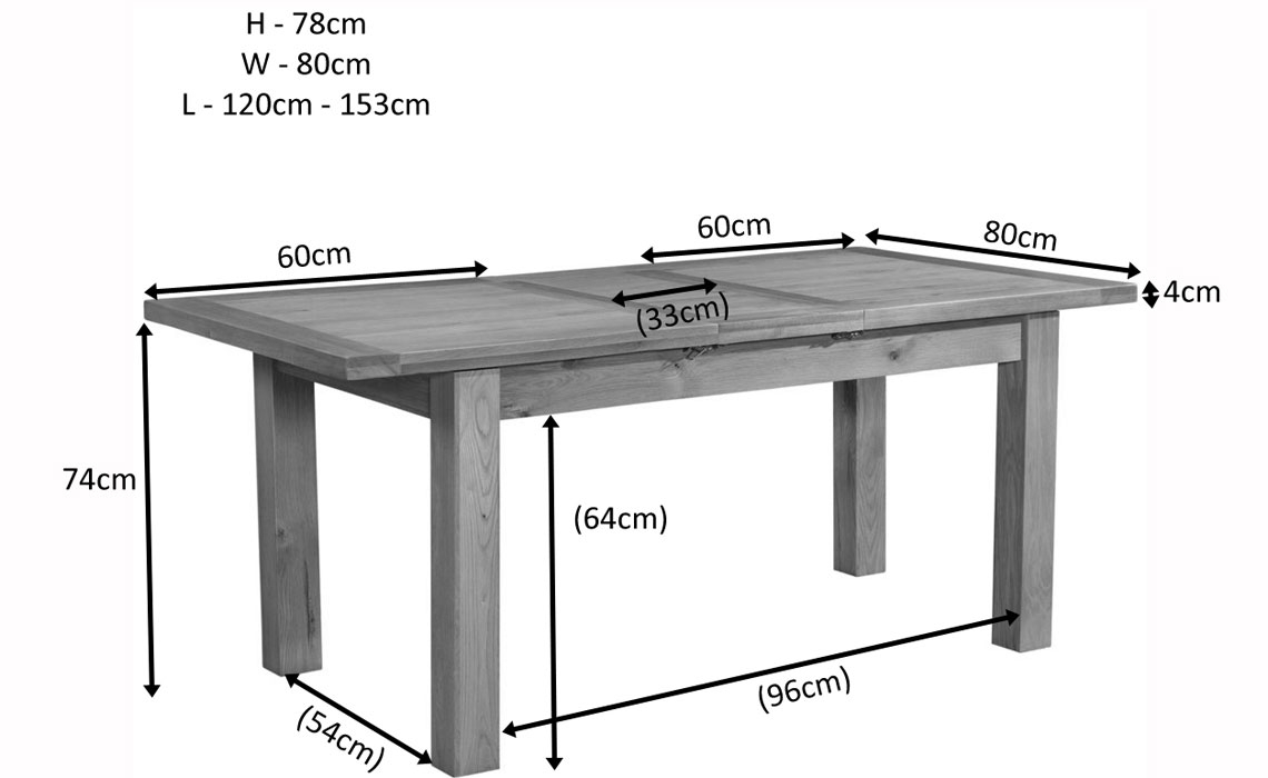 Lavenham Rustic Oak 120-153cm Extending Table