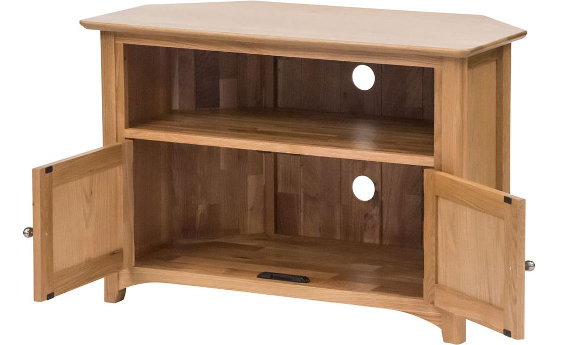 Falkenham Solid Oak Corner TV Unit With Doors