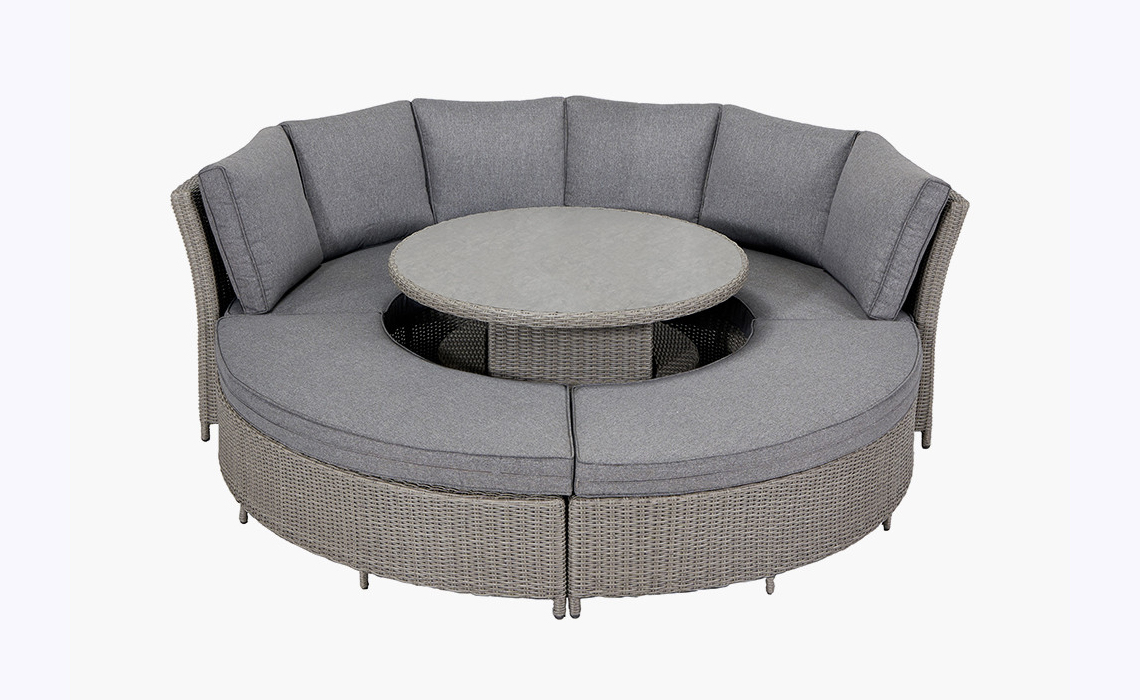 Slate Grey Bermuda Daybed Dining Set with Ceramic Top