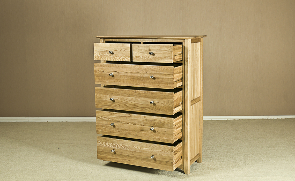 Falkenham Solid Oak 4 Over 2 Chest Of Drawers