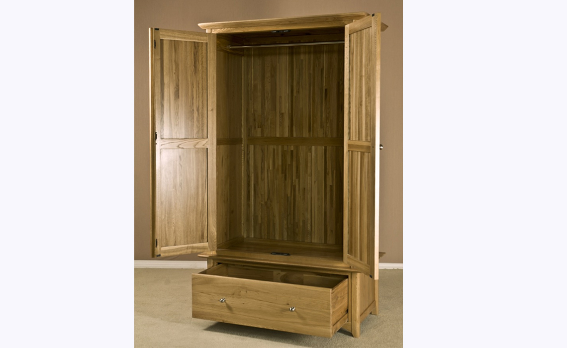 Falkenham Solid Oak Gents Wardrobe