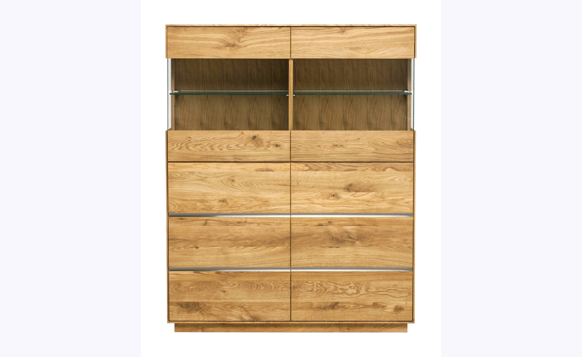 Aurora Solid European Oak 4 Door Highboard