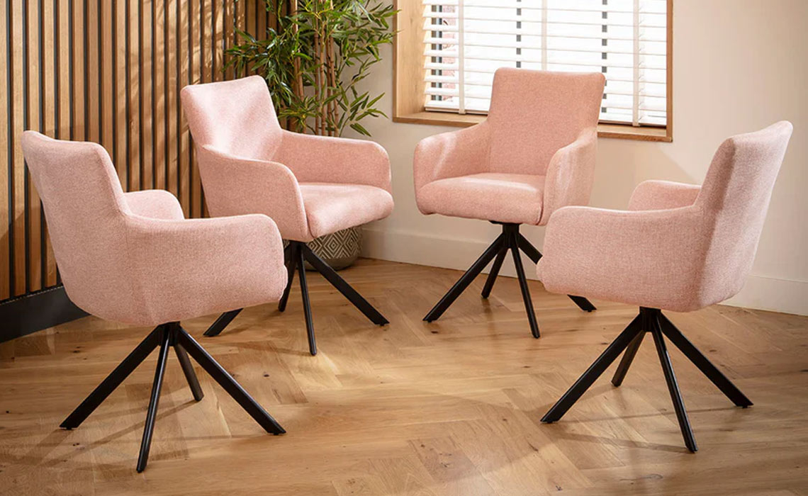 Vianna Swivel Carver Dining Chairs Pink